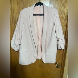 Light Pink Women's Open-Front Blazer Jacket